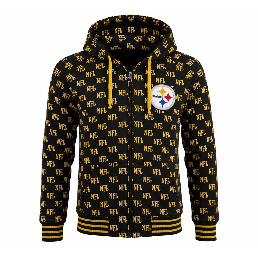 NFL Steelers Insulated Full Zip Hoodie‎ Bomber Jacket Men's Size M